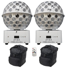 2x Thor Starball White LED Mirrorball Type Effect inc Bags & Remote Bundle