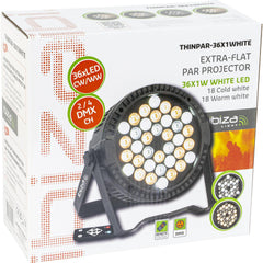 Ibiza Light THINPAR-36X1WHITE EXTRAFLACH PAR-PROJEKTOR - 36 x 1W WEISSE LED