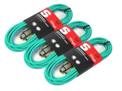 3x Stagg Microphone XLR Cables (6m Green)