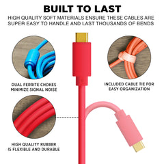 DJ TechTools Chroma Cable: Audio Optimised USB-C to USB-B Cable with 56K Resistance (Red)
