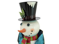 EUROPALMS Snowman with Coat, Metal, 150cm, blue