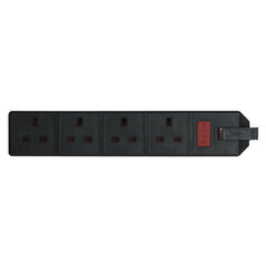 Masterplug 4 Gang 13A HD Mains Socket, Black (ELS134B)