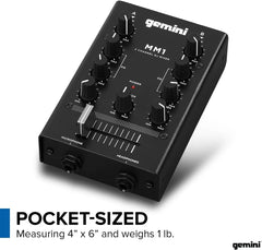 Gemini MM1 2 Channel Compact DJ Mixer