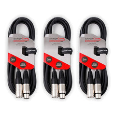 3x StageCore 3Pin XLR Cable (3M)