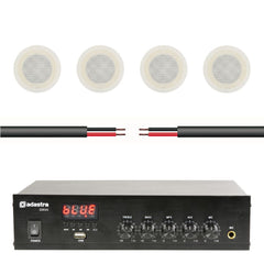 Adastra DM40 Mélangeur-Amp inc. 4x haut-parleurs de plafond blancs et câble