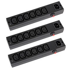 3x Pro Elec 6-Wege-IEC-Verteilerblock mit Überlastschalter IEC-Splitter