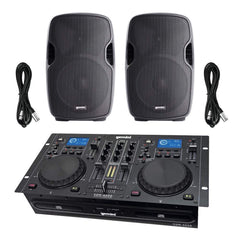 Gemini CDM4000 Dual CD DJ Controller + AS-12BLU 3000W Sound System Disco