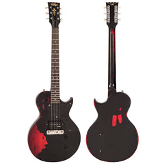 Vintage V120 Icon - Distressed - Black On Cherry Red