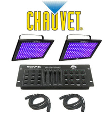 2 x Chauvet UV Shadow LED Wash Panel Ultraviolet Blacklight DJ Disco Package