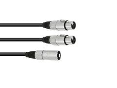 Adaptercable XLR(M)/2xXLR(F) 3m bk