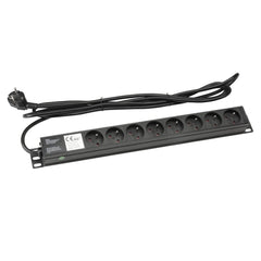 Adam Hall 87478 19" 1U Mains Power Strip with 8 Sockets ( French Connectors )