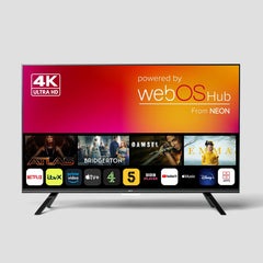 Neon 65" LED TV & 2 x Column PA System Speaker Bundle