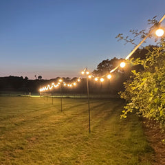 eLumen8 2.75m Festoon Pole (Pack of 2) Outdoor String Light Pole Metal Garden Festival Lighting *B-Stock