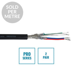 eLumen8 PRO Screened 2 Pair DMX Cable DMX2PRB, Cut Length Black