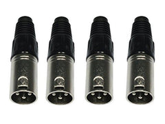 4x Accu-Cable Connecteur de microphone DMX / XLR mâle à 3 broches (argent) 
