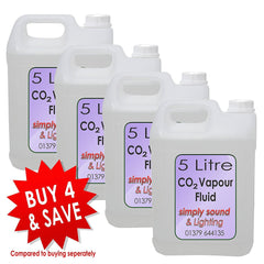 4x 5L Simply Sound &amp; Lighting CO2-Effekt-Nebelflüssigkeit Smoke Liquid Vapor Blast 