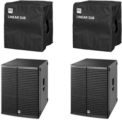 2x HK Audio L SUB 1800A 18" 1200W Active Subwoofer Bass Bin Speaker inc Covers