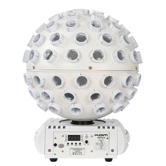 2x Kam Stratosphere Ghost White Revolving Mirrorball LED Effect Light inc Podium Stands White