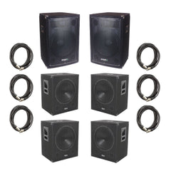 QTX 4000W Active Speaker Sound System inc. 4x Subs, 2x Tops and Cables