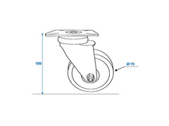 Roadinger Lenkrolle 75 mm Grau