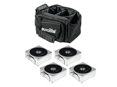 EUROLITE Set 4x AKKU IP Flat Light 1 chrome + Soft-Bag