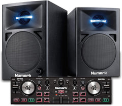Numark DJ2GO2 Touch Compact 2 Deck USB DJ Controller inkl. NWAVE 360 Monitor-Lautsprecher-Paket