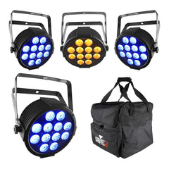 4x Chauvet DJ SLIMPAR Q12 USB 12 x 4W RGBA LED Par Can inc CHS-30 Carry Bag