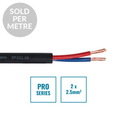 eLumen8 PRO 2 Core 2 x 2.5mm Speaker Cable SP2X2.5B, Cut Length Black