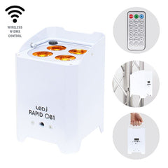 LEDJ Rapid QB1 Luminaire LED sans fil (RGBA) dans un boîtier blanc