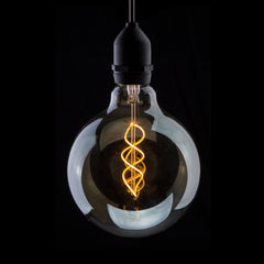 4W Dimmable LED G125 Globe Smoked Spiral Filament Lamp 2200K ES