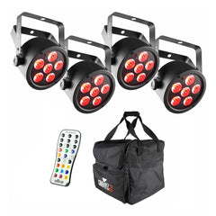 4x Chauvet DJ EZPAR T6 inc Wireless Remote and Carry Bag