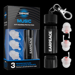 Bouchons d'oreille de concert haute fidélité EarPeace - Bouchons d'oreille de protection auditive pour concerts, festivals et lieux bruyants - 3 niveaux de réduction du bruit - Bouchons d'oreille antibruit jusqu'à 26 dB
