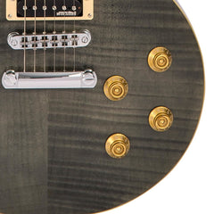 Vintage V100 Guitar - Flamed Maple - Thru Black