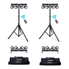 2x NovoPro Partybar 100 LED Lighting System inc. Stands & Bags (Bundle)