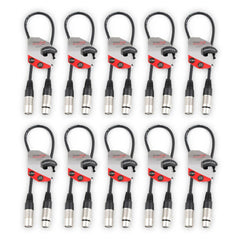 10x Stagecore Female XLR - Male XLR Microphone Cable 0.5m Black
