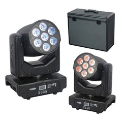 2x Showtec Shark Wash One 7 x 12W Hex LED Lyre DJ Package