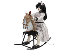 EUROPALMS Halloween Figure Girl on rocking Horse, animated, 72cm