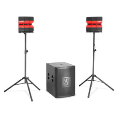 BST BST55-2.1 Active 2.1 Sound System 1200W RMS 18’’ SUB + 2 Satellite Boxes On Stands