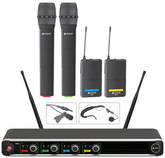 Chord NU4-C Quad UHF Wireless Microphone System Handheld Headset Karaoke DJ Disco