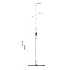 Hilec Stick-SW Support d'enceinte de sonorisation Base carrée de 35 mm Blanc
