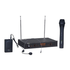 Ibiza Sound VHF Dual Channel Wireless Mic System inc. Handheld & Headset Radio Mic