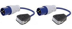 2x Pro Elec 16A Plug to 13A Single Socket Adaptor