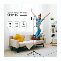 SMM10 Telescopic Tripod Stand for Tablet PC Height Adjustable inc Carry Bag