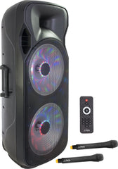 SYSTÈME SONORE PORTABLE Ibiza 2 x 15" 1000W USB PARTY-215LED *Stock B**