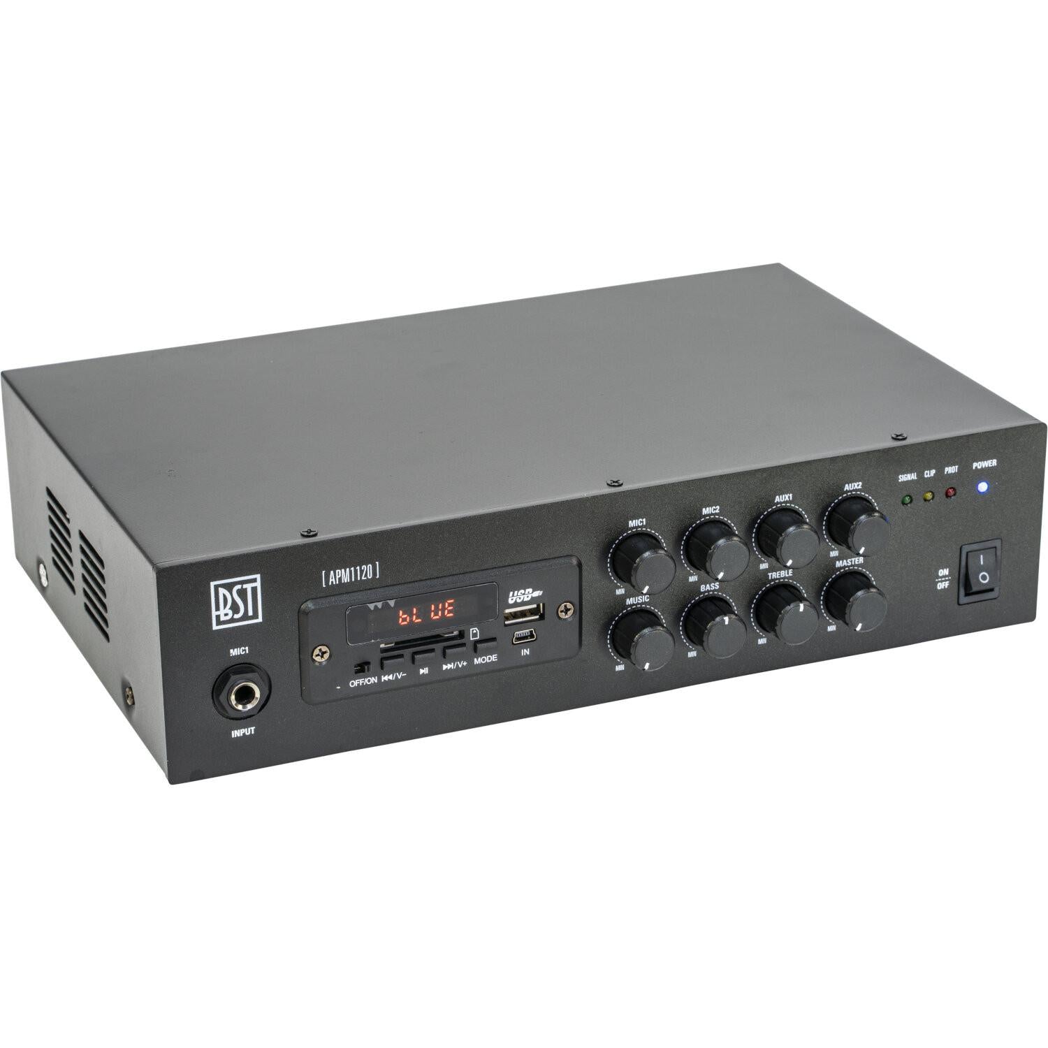 BST APM1120 COMPACT PA MIXER AMPLIFIER 120W USB, SD, BLUETOOTH, FM & R ...