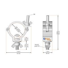 Global Truss Narrow Half Coupler Outdoor Black (812OUTDOOR-B) For Tubes 48-51mm M10 WLL: 100kg