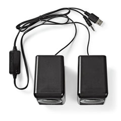 Nedis PC-Lautsprecher 2.0, 18 W, 3,5-mm-Klinkenstecker, Computer-Lautsprecherpaar, Stromversorgung über USB