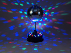 Eurolite LED-Spiegelkugel, 13 cm, inkl. drehbarem Sockel und LED-Licht, Disco-Party-Beleuchtung