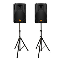 2x Behringer B212XL 800W 2 Way 12" PA Speakers inc Stands