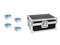 EUROLITE Set 4x AKKU Flat Light 3 sil + Koffer